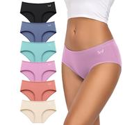 TANSTC Mutande Culotte Donna Cotone, Slip Donna in Cotone - Confezione da 6 Slip Hipster, Vita Bassa Ed Elasticizzati, Traspiranti (IT, Testo, XS, Regular, Regular, Multicolore×6)
