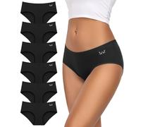 TANSTC Mutande Donna Cotone, Slip Donna in Cotone - Confezione da 6 Slip Hipster, Vita Bassa Ed Elasticizzati, Traspiranti (S, Multipack X 6)