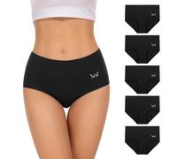TANSTC Mutande Donna Cotone Vita Alta Slip Traspirante Culotte Comode Elasticizzato Intimo, Nero, Pacco da 5, 3XL