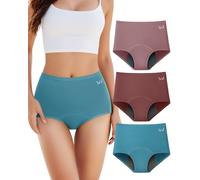 TANSTC Mutande Mestruali Donna, 4 Strati Ultra Assorbenti, Slip Donna Cotone da Ciclo Mestruale Donna Flusso Abbondante, Lavabile E Riutilizzabile, Rosa/Rosso/Verde (M 3 Pezzi)