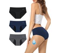 TANSTC Mutande Mestruali Donna 60ML, 4 Strati Mutandine Assorbenti a Prova di perdite, Cotone Slip Ciclo Protettive periodico, Assorbenti e Riutilizzabili, Lavabili, Nero+Navy+Grigio, 3 Pack, XL