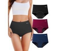 TANSTC Mutande Mestruali Donna Assorbenti, Slip Donna Cotone Ciclo Protettive Periodico Intima Mestruale Ecologico con 4 Strati Anti Perdite Lavabili, Nero/Blu Navy/Borgogna (M 3 Pezzi)