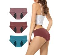TANSTC Mutande Mestruali Donna Cotone, Bikini Costume da Bagno Mestruale, Slip da Ciclo Assorbente, Lavabile E Riutilizzabile, Swimwear Period Panties Donna, Ros Rosso+Verde, 3 Pack, M