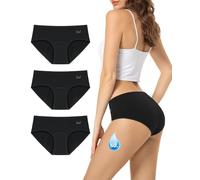 TANSTC Mutande Mestruali Donna Cotone, Bikini Costume da Bagno Mestruale, Slip da Ciclo Assorbente, Lavabile e Riutilizzabile, Swimwear Period Panties Donna, Nero, 3 Pack, XXL