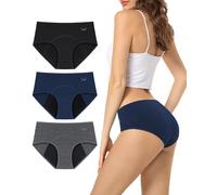 TANSTC Mutande Mestruali Donna Cotone, Bikini Costume da Bagno Mestruale, Slip da Ciclo Assorbente, Lavabile E Riutilizzabile, Swimwear Period Panties Donna, Nero+Navy+Grigio, 3 Pack, S