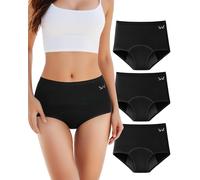 TANSTC Mutande Mestruali Donna, Grande Volume Mestruale Mutande Assorbenti, Cotone Vita Alta Slip Mestruali Donna, Mutande Post Parto (XS 3 Pezzi)