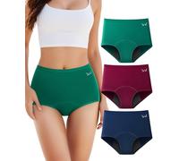 TANSTC Mutande Mestruali Donna, Slip Donna Cotone da Ciclo Mestruale Donna Flusso Abbondante, 4 Strati Ultra Assorbenti, Lavabile E Riutilizzabile, Mutande Post Parto (L 3 Pezzi)