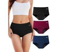 TANSTC Mutandine Mestruali Donna, Mutandine Assorbenti A Prova di Perdite, Slip Donna Cotone Ciclo Protettive Periodico per Donna, Assorbenti E Riutilizzabili, Nero/Blu Navy/Borgogna (L 3 Pezzi)