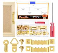 Tanstic Kit da 401 pezzi per appendere quadri, ganci a denti di sega a triangolo, ganci per appendere quadri, ganci per appendere quadri, bottoni di fissaggio con viti e cacciavite per appendere foto