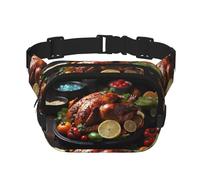 Tantalizing Roast Turkey - Marsupio quadrato a doppio strato con cinghia regolabile per corsa, viaggi, escursionismo, nero, taglia unica, nero, Nero , Taglia unica