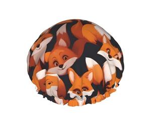 tante piccole volpi dei cartoni animati Cuffia da a a doppio strato per donna, riutilizzabile, design di grandi dimensioni adatto a tutte le lunghezze di capelli, adatta per ragazze, spa e uso domest