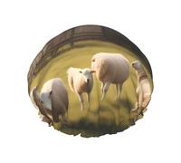 Tante simpatiche pecorelle. Cuffia da a da donna a doppio strato, riutilizzabile, di grandi dimensioni, adatta a tutte le lunghezze di capelli, adatta per ragazze, spa e uso domestico nei saloni di b