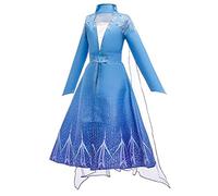 Tante Tina Costume da principessa della neve per bambini con velo, colore blu, taglia 120 (110-116)