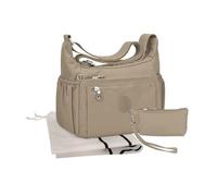 Tanti Baci Borsa a Tracolla Donna Impermeabile, Borsa a Spalla Grande, Multitasche con Tracolla Regolabile e Gancio Portachiavi Interno, Crossbody Leggera per Lavoro, Viaggio e Shopping (Beige)
