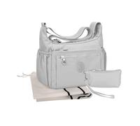 Tanti Baci Borsa a tracolla donna in Nylon Impermeabile, Borsa a Spalla Grande, Multitasche con Tracolla Regolabile e Gancio Portachiavi Interno, Crossbody Leggera per Lavoro, Viaggio. GRIGIO CHIARO