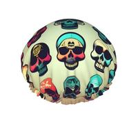 Tanti fantastici crani retrò stampati lavabili e riutilizzabili cuffia da a/cappello per capelli con fodera/elastico adatto a tutte le lunghezze dei capelli