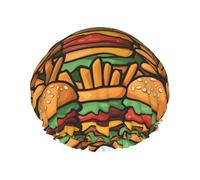 tanti simpatici hamburger Cuffia da a da donna a doppio strato, riutilizzabile, di grandi dimensioni, adatta a tutte le lunghezze di capelli, adatta per ragazze, spa e uso domestico nei saloni di bel