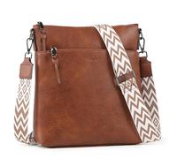 TANTOMI Borsa a tracolla da donna in pelle PU da viaggio e borse a tracolla da donna, borsa leggera con tracolla larga, per ufficio, shopping, scuola, Marrone