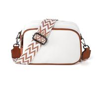 TANTOMI Borsa a tracolla da donna, piccola borsa a tracolla da donna, moderna borsa a tracolla con tracolla larga, borsa da donna per lavoro quotidiano, shopping, viaggi, Bianco/Marrone chiaro
