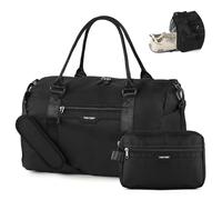 TANTOMI Borsa da viaggio da donna, 44,5 x 20 x 28 cm, bagaglio a mano per aereo, borsa da viaggio, borsa sportiva, borsa da viaggio con scomparto per scarpe e beauty case, nero