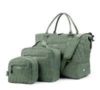 TANTOMI Set di 3 borse da viaggio da donna, borsa da viaggio leggera con scomparto per scarpe, borsa da toilette da clinica e sport, Verde, Classico