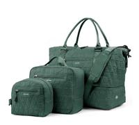 TANTOMI Set di 3 borse da viaggio da donna, borsa da viaggio leggera con scomparto per scarpe, borsa da toilette da clinica e sport, Verde scuro, Classico