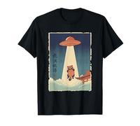 Tanuki preso da UFO Vintage Giapponese Ukiyo e Art Maglietta