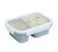Tanxemery Contenitore per Pranzo - Pieghevole a 2 Scomparti,Contenitori Per Alimenti Da 1100ml Con Coperchio E Posate | Adatto per Microonde Lavastoviglie Congelatore Lavoro