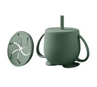 Tanxemery Tazza con cannuccia, tazza da allenamento con coperchio, tazza da allenamento per bambini, tazza in silicone con coperchio e manico, infrangibile per 6 - 12 mesi