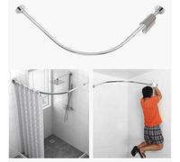Tanxih Asta per tenda da doccia ad angolo, regolabile, in acciaio inox, a forma di L, per bagno, vasca da bagno, negozio di abbigliamento (90-130 x 35,5 "-130 cm)