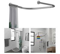 Tanxih Bastone per tenda da doccia a U, regolabile, in acciaio inox, a forma di U, installazione senza trapano, per bagno, vasca da bagno, negozio di abbigliamento (a forma di U, lunghezza su entrambi