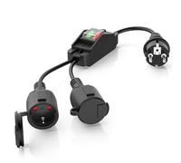 TANXIS Cavo di prolunga con 2 prese Schuko, doppia spina commutabile singola, presa multipla esterna, 16 A/250 V, IP44, spina multipla per casa, ufficio, cucina, colore nero