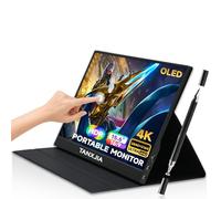 TANXJIA Monitor portatile Pro da 15,6" 4K OLED touchscreen, 100% AdobeRGB, ΔE<2, supporto rotante in metallo, custodia intelligente pieghevole e pennino capacitivo | colori ultra precisi per