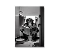 Tanyang Animali Seduti Sul Water Che Leggono Un Giornale Stampa Divertenti Immagini Di Decorazioni Murali Del Bagno Scimmia Wc Poster Da Parete 21X30Cm No Frame