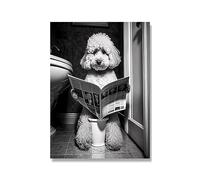Tanyang Animali Seduti Sul Water Che Leggono Un Giornale Stampe Divertenti Decorazioni Murali Del Bagno Immagini Cane Wc Poster Da Parete 40X50Cm No Frame