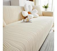 TANYAZ Copridivano 1/2/3/4/5 posti, Copri Divano Spesso ed Elegante - Fodere Copridivani Elastico in Velluto Jacquard con braccioli per Il Soggiorno - Antiscivolo (Color : Beige, Size : 3 Seater)