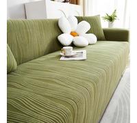 TANYAZ Copridivano 1/2/3/4/5 posti, Copri Divano Spesso ed Elegante - Fodere Copridivani Elastico in Velluto Jacquard con braccioli per Il Soggiorno - Antiscivolo (Color : Green, Size : 5 Seater)