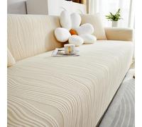 TANYAZ Copridivano 1/2/3/4/5 posti, Copri Divano Spesso ed Elegante - Fodere Copridivani Elastico in Velluto Jacquard con braccioli per Il Soggiorno - Antiscivolo (Color : Beige, Size : 5 Seater)