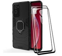 TANYO Cover + [2 Pezzi] Vetro Temperato per OnePlus 9 PRO, TPU/PC Dual Layer Armor Antiurto Protezione Custodia [360° Supporto] con Durezza 9H Pellicola Protettiva, Nero