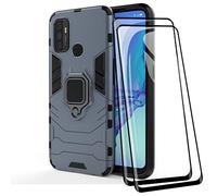 TANYO Cover + [2 Pezzi] Vetro Temperato per Oppo A53S / A53, TPU/PC Dual Layer Armor Antiurto Protezione Custodia [360° Supporto] con Durezza 9H Pellicola Protettiva, Blu