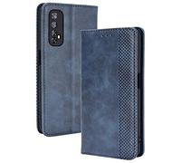 TANYO Cover Custodia Folio in Pelle per Oppo Realme 7 4G (Not for 5G Version), Premium PU/TPU Portafoglio Case con Slot per Schede, Flip Wallet Libro - Blu