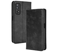 TANYO Cover Custodia Folio in Pelle per Oppo Realme 7 4G (Not for 5G Version), Premium PU/TPU Portafoglio Case con Slot per Schede, Flip Wallet Libro - Nero
