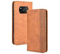 TANYO Cover Custodia Folio in Pelle per Xiaomi Poco X3 PRO | X3 NFC, Premium PU/TPU Portafoglio Case con Slot per Schede, Flip Wallet Libro - Marrone
