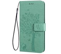 TANYO Custodia Folio per Samsung Galaxy S21 Fe, Cover in PU/TPU Pelle Flip Portafoglio con Contanti e Schede Slot, Telefono Case Custodie - Verde