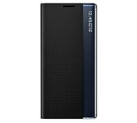 TANYO Smart Clear View Cover per Samsung Galaxy S21 Ultra (S30 Ultra), Premio Custodia con Una Schermo Finestra, Specchio Elegante Flip Case con Supporto Pieghevole - Nero