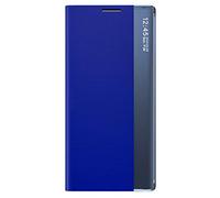 TANYO Smart View Cover per Samsung Galaxy Note 20 (5G / 4G), Prime Custodia a libro con display trasparente finestra, elegante specchio Flip Case Cover con supporto pieghevole - blu reale