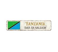 Tanzania Country Souvenir Metal Wall Decor Cartello Città Souvenir Dar Es Salaam Targa in metallo Bandiera Nazionale Tanzania Retro Alluminio Targa in alluminio di qualità per soggiorno camera da