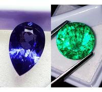 Tanzanite Naturale & Smeraldo 8 A 10 KT Paio Certificato Loose Gemma ~TE006