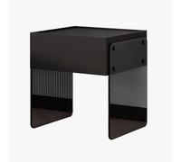 TANZEM Vetrina per oggetti da collezione/comodino, comodino con luci a sensore automatico, comodino con gambe e cassetto in vetro glam, tavolino moderno con portaoggetti (Color : Black, Si