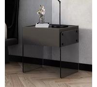 TANZEM Vetrina per oggetti da collezione/comodino, comodino con luci a sensore automatico, comodino con gambe e cassetto in vetro glam, tavolino moderno con portaoggetti (Color : Grey, Siz